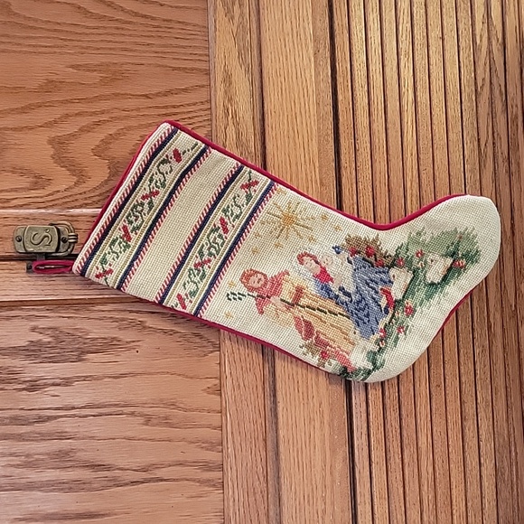 Imperial Elegance Christmas Stocking Nativity scene Needlepoint Wool vintage - Picture 1 of 6